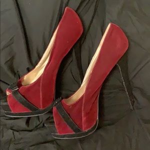Burgundy suede heels